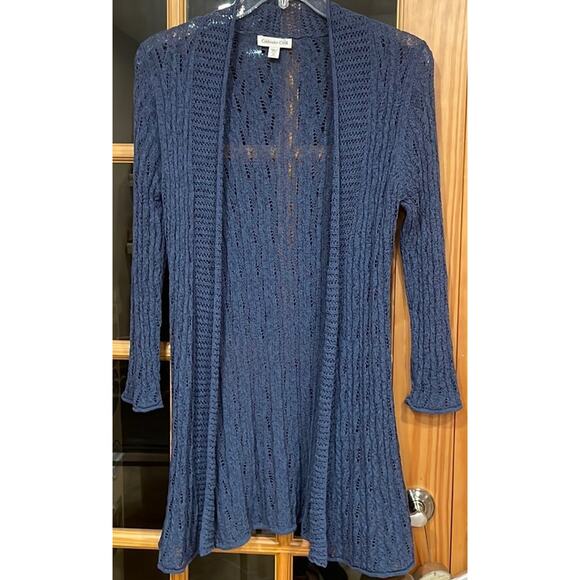 Coldwater Creek Crochet DusterOpen Front Cardigan Womens  M - Picture 1 of 8
